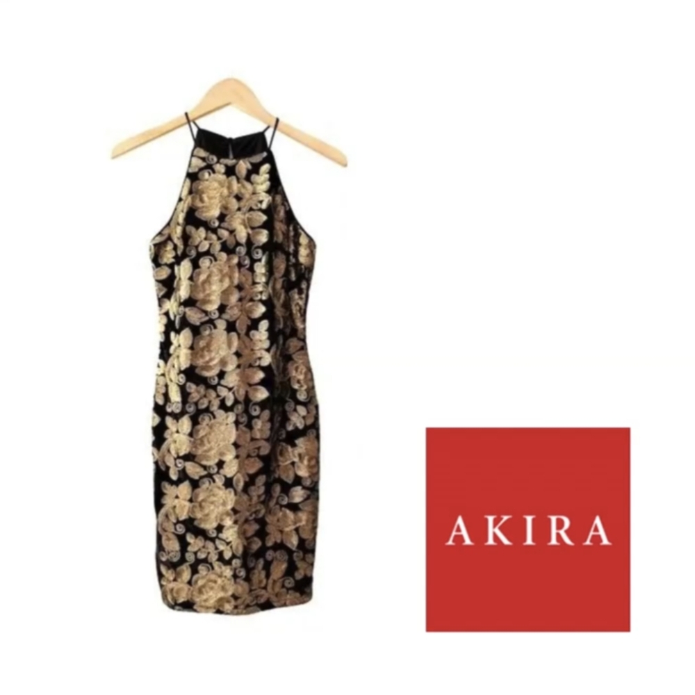 AKIRA CHICAGO Mini Black Gold Dress S